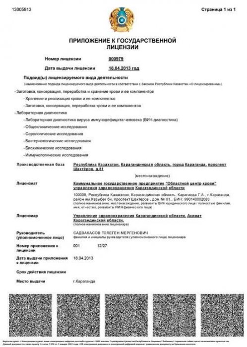 Медициналық қызметке мемлекеттік лицензияға қосымша